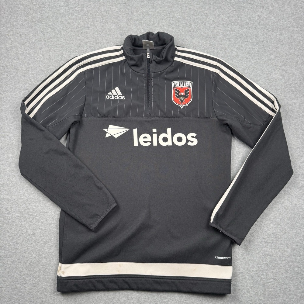 Adidas Sweatshirt Small DC United FC Climacool Shoulder Zip Pullover Warmup MLS